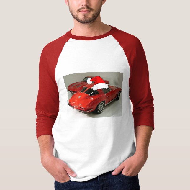 Christmas Red Classic Corvettes T-Shirt (Front)
