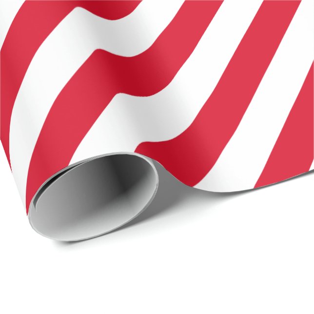 Christmas Red Colour White Stripes Xmas Holiday Wrapping Paper (Roll Corner)