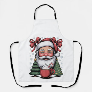 Christmas Red Coquette Santa Xmas Holiday Family Apron