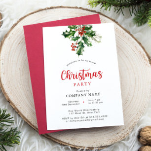 Christmas Red Corporate Holiday Party Inivitation Card