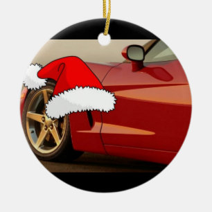 Christmas Red Corvette Ceramic Tree Decoration