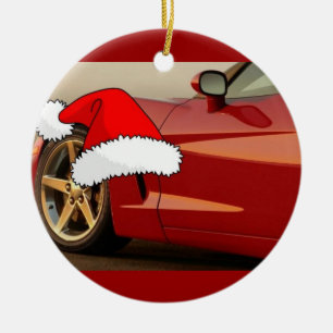 Christmas Red Corvette Ceramic Tree Decoration