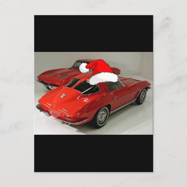 Christmas Red Corvette Classic Split Window Holiday Postcard (Front)