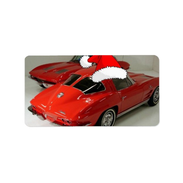 Christmas Red Corvette Classic Split Window Label (Front)