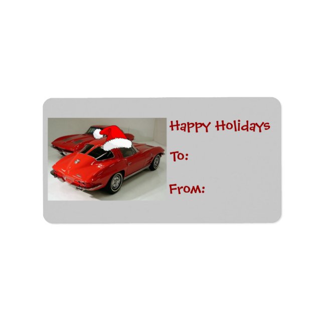 Christmas Red Corvette Classic Split Window Label (Front)