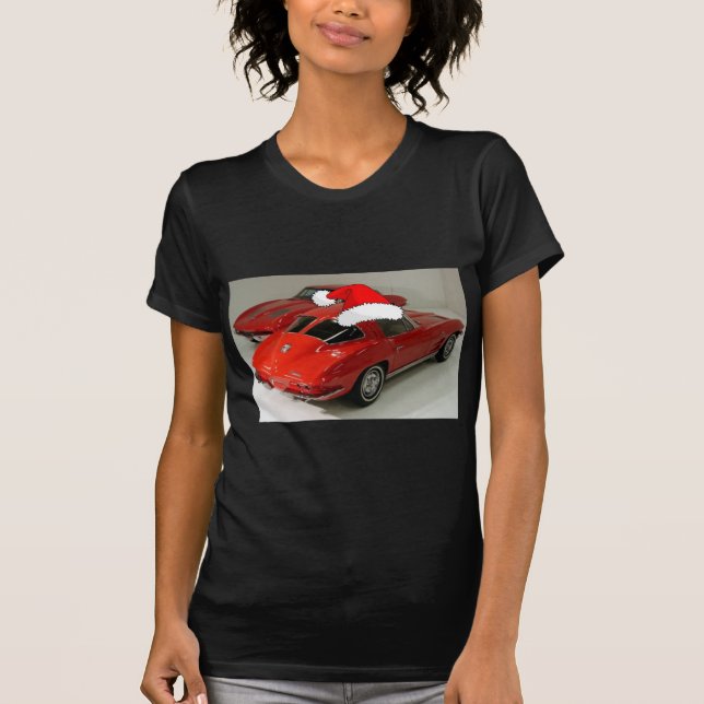 Christmas Red Corvette Classic Split Window T-Shirt (Front)