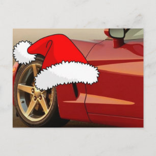 Christmas Red Corvette Holiday Postcard