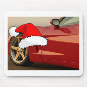 Christmas Red Corvette Mouse Pad