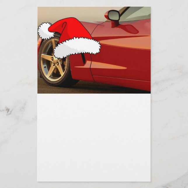 Christmas Red Corvette Stationery (Front)