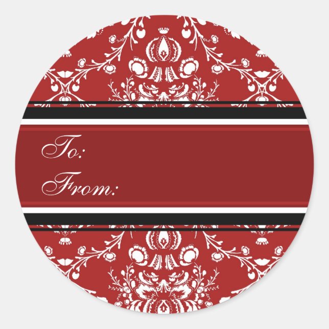 Christmas Red Damask Gift Tags (Front)