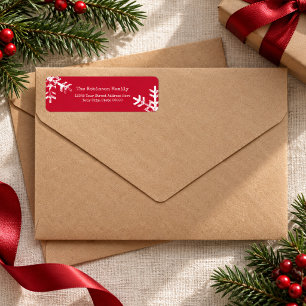 Christmas Red Distressed White Snowflake Holiday Return Address Label
