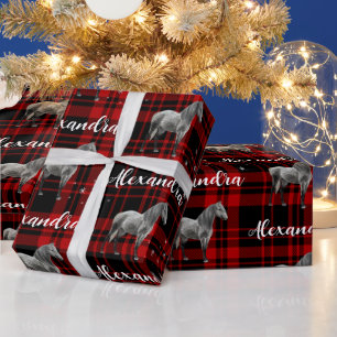 Christmas Red Equestrian Horse Personalised Wrapping Paper