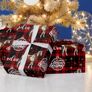 Christmas Red Equestrian Horse Personalized Wrapping Paper