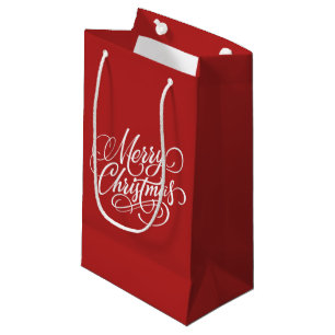 Christmas Red Fancy Script Gift Bag