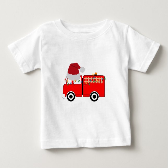 Christmas Red Fire Truck  Baby T-Shirt (Front)