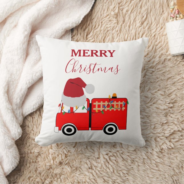 Christmas Red Fire Truck   Cushion (Blanket)