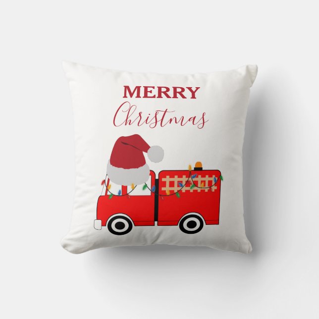Christmas Red Fire Truck   Cushion (Front)