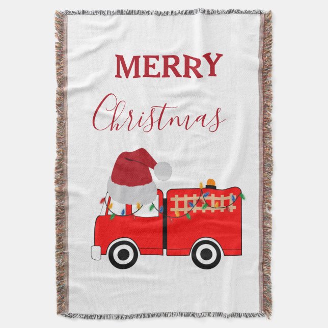 Christmas Red Fire Truck   Throw Blanket (Front Vertical)