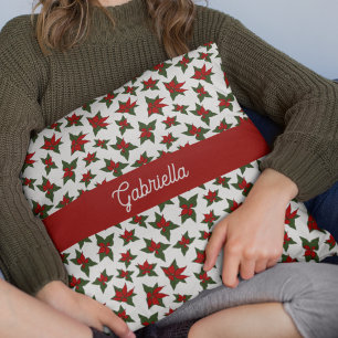 Christmas red floral botanical cushion