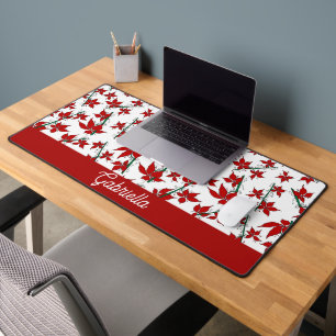 Christmas red floral botanical desk mat
