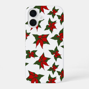 Christmas red floral botanical iPhone 16 case
