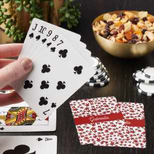 Christmas red floral botanical playing cards