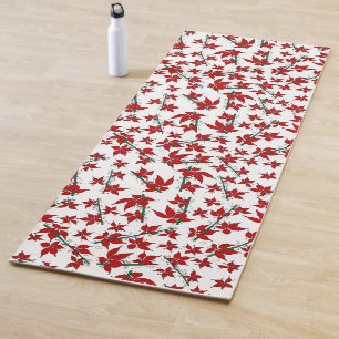Christmas red floral botanical yoga mat