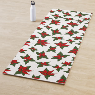 Christmas red floral botanical yoga mat