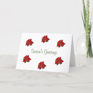 Christmas Red Floral Seasons Greetings Holiday Card