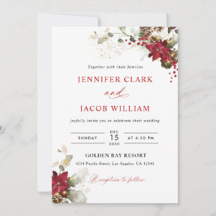 Christmas Red Floral Wedding Invitation
