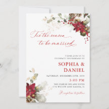 Christmas Red Floral Wedding Invitation