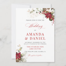 Christmas Red Floral Wedding Invitation