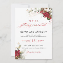 Christmas Red Floral Wedding Invitation