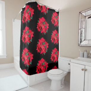 Christmas Red flower Holiday Shower Curtain