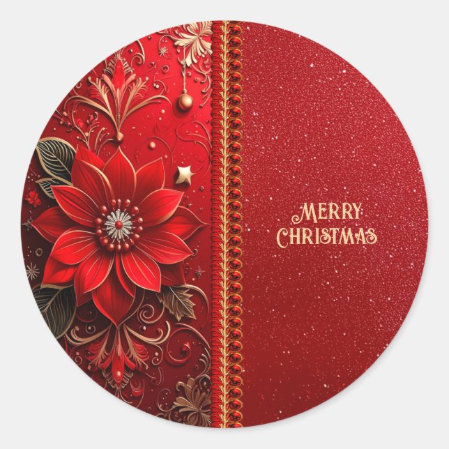 Christmas Red Flower Holiday Sticker (Front)