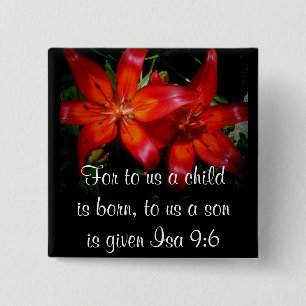 Christmas Red Flowers 15 Cm Square Badge