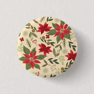 Christmas Red Flowers Pattern-11600 3 Cm Round Badge