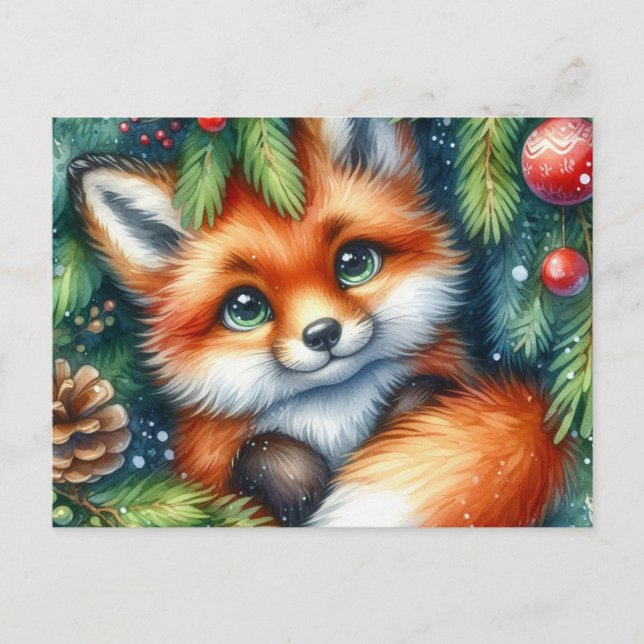 Christmas Red Fox Postcard (Front)