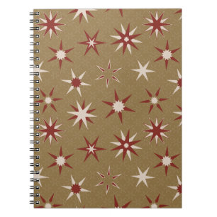 Christmas Red Geo Stars - on gold pattern. Notebook