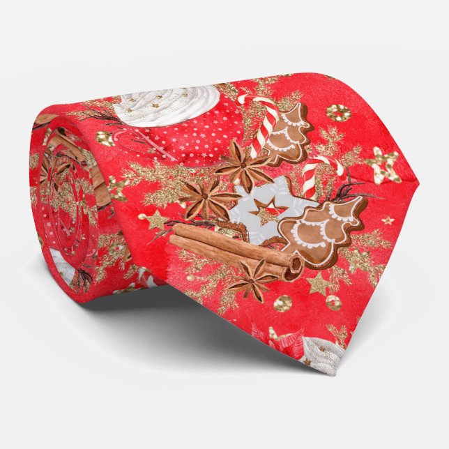 Christmas Red Gingerbread Cookies Tie (Rolled)