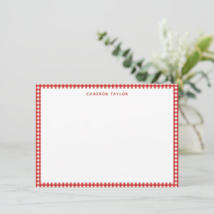 Christmas Red Gingham Check Personalised Name Card