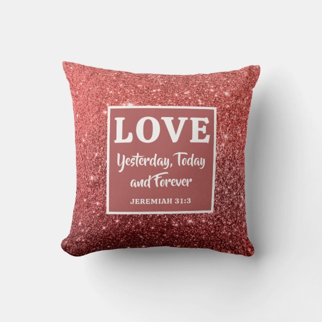  Christmas Red Glitter Bible Verse Love   Cushion (Front)