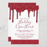 Christmas Red Glitter Drips Holiday Open House