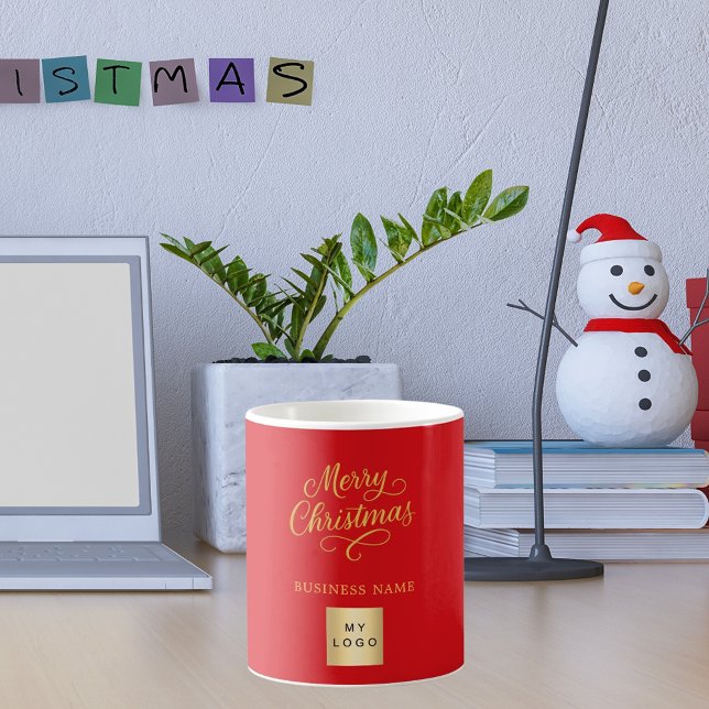 Christmas red gold business logo coffee mug (Creator Uploaded)