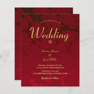 Christmas Red Gold Elegant Modern Floral Budget