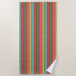 Christmas Red Gold Green Color On Watercolor Paper Beach Towel