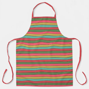 Christmas Red Gold Green Colour On Watercolor Pape Apron