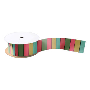 Christmas Red Gold Green Colour On Watercolor Pape Satin Ribbon