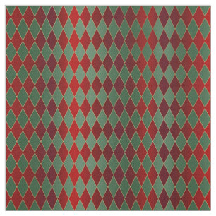 Christmas Red Gold Green Harlequin Fabric