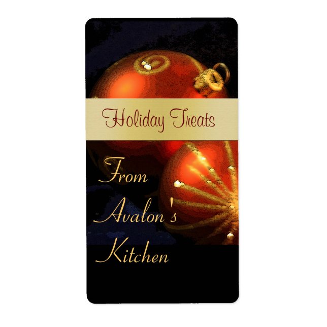 Christmas Red & Gold Kitchen Treat Baking Label (Front)